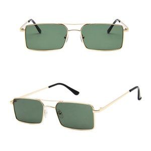 Retro Square Aviators Vintage Style Sunglasses GREEN